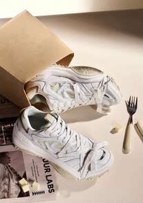 Tênis Casuais Femininos Kappa com Sola Grossa, Design Retrô com Cadarço, Tênis Chunky Aumentador de Altura, Respirável, Leve, Estilo Vintage, Sapatos Esportivos para Uso Diário - Branco Clássico/Queijo Branco - Visão 1