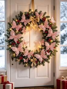 12pcs/3pcs Christmas Tree Butterfly Decorations - 3D Double Layer Shiny Hollow Butterflies, Available In 3 Sizes; Suitable For Christmas Tree, DIY Wreath Making And Holiday Shiny Wall Decor - Multicolor - View 6