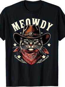 Cat Cowboy Funny Mashup Meowdy Western Country Music Cat T-Shirt - 款式 - 查看 1