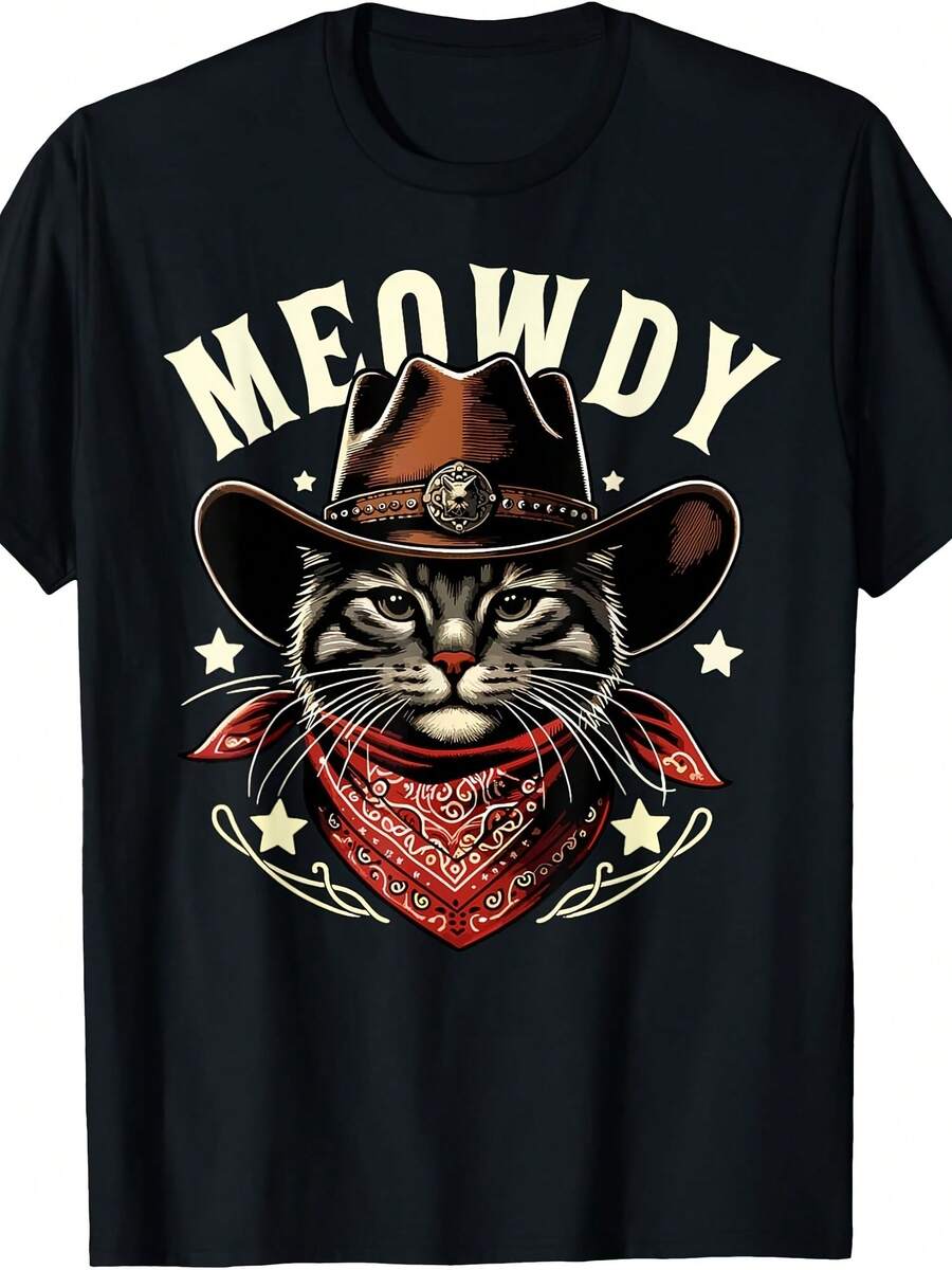 Cat Cowboy Funny Mashup Meowdy Western Country Music Cat T-Shirt - 款式 - 查看 1
