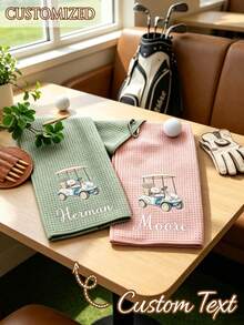 Personalized Golf Towel, Customizable Initial/Name And Floral Pattern, High-Quality Quick-Dry Sports Towel With Clip - Multicolor - View 3