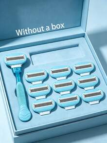1 Razor Holder + 12/24/36 Replacement Blades Women's Manual Shaving Razor, Light Blue Smooth Shaver, Wavy Non-Slip Handle, 5-Layer Stainless Steel Blades Gentle Skin-Friendly Razor, Suitable For Legs, Underarms, Bikini Line, Full Body Hair Removal, Washable Portable Hair Removal Tool, Daily, Travel, Specialized, Women's Gift Choice, Eid Al-Adha / Mother's Day Hot-Selling Reusable Shaving Set - 1 Handle + 24 Replacement Blades - View 1