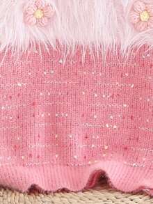 Girls Children's Soft Thick Knit Sweater, Regular Round Neck Casual Everyday Pullover, Autumn Winter Cold Weather, 4Y-7Y - Pink - View 6