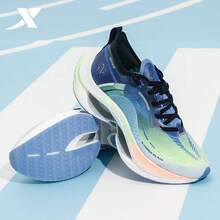 XTEP Shock Absorption Pro Sepatu Lari Pria Baru dengan Dukungan Peredam Guncangan Ringan Bernapas Cengkeraman Tahan Aus - biru/hijau - View 2