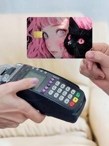 1件裝卡通官方信用卡貼紙隱私保護卡貼，黑貓圖案生日禮物PVC材質防指紋防刮耐磨卡套，卡片保護貼，適合男士、女士、情侶，小晶片卡、銀行卡裝飾貼紙，信用卡、交通卡、學生校園卡個性化DIY - A款 - 查看 8