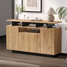 Natural Sideboard – 4 Shelves And 3 Drawers – Perfect For Living Room Or Office – 140x40x85cm - Natural - 查看 5