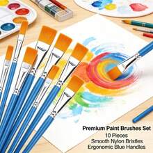 Dom Delfim Flat Head Artist Paint Brush Set 12pcs Blue Handle Wide Brush - 12-pack Blue Handle Wide Brushes - View 6