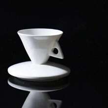 INS Light Luxury Bone China Cone Type ESPRESSO SHOT Cup Ceramic Pyramid Small Black Coffee Mug And Saucer Sets Demitasse Teacup - White - View 7