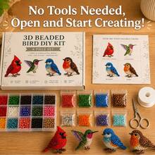Kit DIY de adorno de pájaro con cuentas 3D hecho a mano (4 pájaros), materiales de cuentas completos + instrucciones paso a paso, paquete de materiales de manualidades de ocio curativo, regalo creativo para entusiastas de lo hecho a mano, decoración de escritorio para el hogar - Multicolor - Ver 3