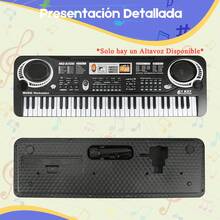 Piano Eléctrico Digital De 61 Teclas Con Micrófono Portátil Español para Niños, Cumpleaños Para Principiantes o Profesionales Ideal para Practicar en Casa Actuaciones en Directo Estudios de Música - Negro - Ver 6