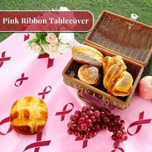 3 Pieces1-Piece Pink Ribbon Breast Cancer Themed Tablecloth Set Printed Breast Cancer Tablecloth Plastic Tablecloth Breast Cancer Awareness Party Decor Pink Ribbon Breast Cancer Party Supplies 54 X 108 Inches - Multicolor - View 6