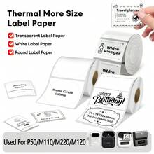 Marklife P50 Thermal Label Paper, White Transparent Round Self-Adhesive Stickers, Waterproof, Oil-Resistant, Scratch-Resistant, Suitable For P50 M220 M110 M120 Portable Printers - View 2