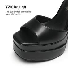 Women Fashion Ankle Strap Platform Chunky Heeled Sandals, Sexy Open Toe Ultra High Heel Sandals For Festival Party, Nightclub And Daily Wear - Black - View 6