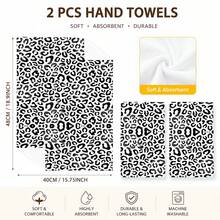 2pcs Leopard Print Kitchen Towels, Fashionable Wild Style Soft Fabric Rectangular Full Print Absorbent Hand Towels, Suitable For Kitchen, Dining Room, Home Gathering, Daily Home Decor, 4/6/8pcs Set - Multicolor - View 5
