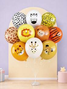 10/20pcs 12 Inch Animal Latex Balloons, Suitable For Birthday Party, Baby Shower Decoration, Jungle Theme Event, Photo Props, Party Supplies - View 1
