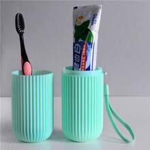 1/2/3/4pcs Vertical Striped Travel Toothbrush Cup Toothpaste Storage Box Portable Toothbrush Holder Minimalist Mouthwash Cup - Multicolor - View 8