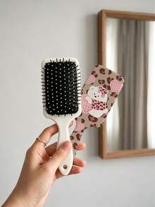 1pc Leopard Print ABS Plastic (ABS Resin) Air Cushion Comb, Universal Cute Bear Leopard Print Heart Pattern Air Cushion Comb, Gentle Detangling Massage Comb, Exquisite Holiday Birthday Gift For Women And Girls - Multicolor - View 6