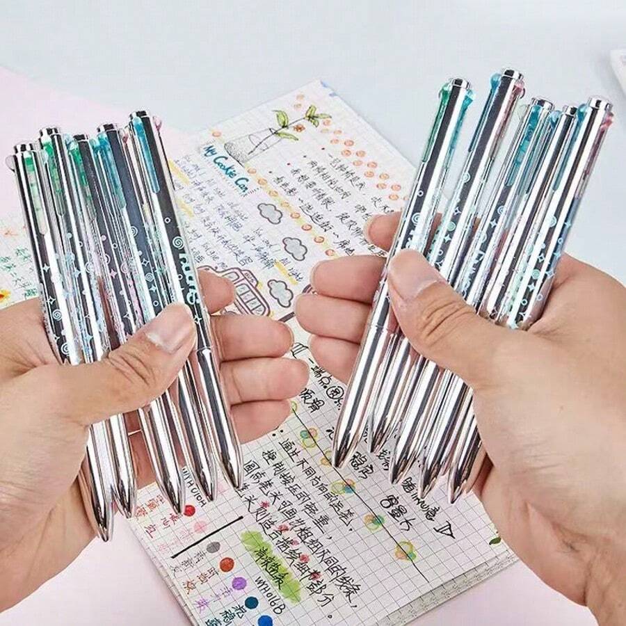 1pc ST Head 4-Color Retractable Ballpoint Pen Set, 0.5mm Refill, 4-In-1 Colorful Journaling Pen, Study Pen, Highly Attractive Quick-Drying Colorful Pen, Perfect Gift For Friends, Teachers, Students, Back To School Supplies - Sets - View 1
