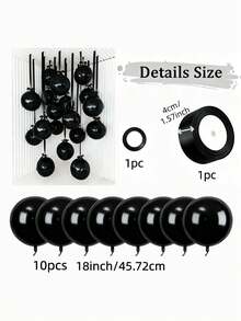 10pcs 18-Inch Deep Green 4D Balloons With Deep Green Polyester Ribbons And Shielding Paper, Portable For Room Decor, Party Decor, Wedding Decor, Family Gathering - Black - View 7