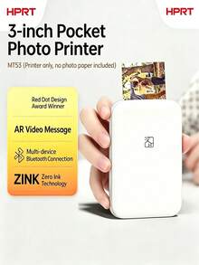 HPRT MT53 Bluetooth Pocket Photo Printer, Portable Mini Home Device, Wireless Bluetooth, 3-Inch Color, Self-Adhesive Photo Paper, AR Video, Thermal Printer - White - View 11