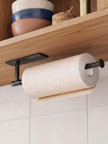 1pc No-Drill Storage Rack, Suitable For Kitchen Paper Towels, Plastic Wrap, Bathroom Toilet Paper, Towels, Even Hair Ties And Watches; Space-Saving Hanging Storage Solution, Waterproof, Durable And Stable - Multicolor - View 12