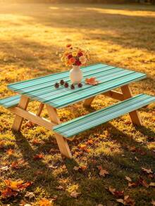 3 Pieces Picnic Tablecloth Set With Bench Cover, Elastic Edge Design, Striped Pattern, Washable Rectangular Tablecloth, Suitable For Weddings, Camping, Picnics, Garden Parties And More, Practical Essential - A - View 10