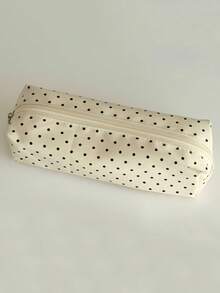 1pc Cute Polka Dot Small Pencil Case, Ruched Fabric Zipper Pen Pouch For School Stationery Storage - Multicolor - View 8