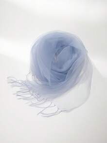 Bufanda blanca con borlas Maito para mujer, bufanda de lino de organza fina para protección solar de verano, gasa transparente - A - Ver 6