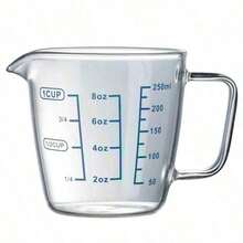 250ml/500ml Heat-Resisting Premium Reinforced Glass Measuring Cup Milk Scale Microwave Measure Jug With Blue Measurement Digital - White - View 7