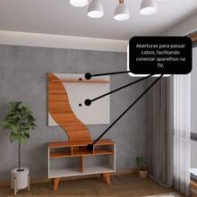 Rack com Painel para TV até 44 polegadas FullDecor - Mod.0710 - Off White/Nature - Visão 5