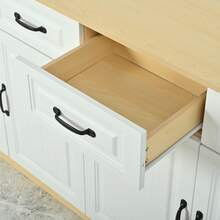 Sideboard, White And Natural Wood With 4 Drawers - 自然白 - 查看 2