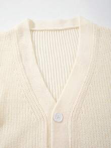 Men's Cardigan, Daily Commute Casual Streetwear Versatile Solid Color Minimalist Retro Japanese Korean Style Long Sleeve Loose V-Neck Button Up Sweater, Autumn/Winter - Beige - View 6