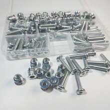 102pcs Threaded Inserts For Steel-Made, Screw In Nut Fastener Connector, Steel Hex Drive Nut Maintenance And Fastening For Household Office Furniture (Silver, Combination Of M6*15mm Nut And M6*25mm Bolt), Two Free Allen Wrenches. - A - View 2