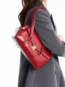 高端質感小眾個性女款時尚手提包 最新款復古通勤包 防水防盜可擴容多功能高端單肩包 購物送禮首選 - 紅色 - 查看 3
