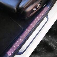 1 buah Strip Ambang Pintu Mobil Bertabur Berlian Imitasi, Pelindung Bingkai Pintu, Stiker Anti Terinjak, Strip Anti Gores dan Anti Gesekan, Dekorasi Interior Mobil Universal - A - View 13