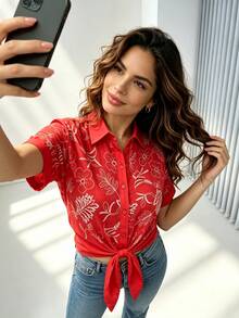 Women Blouses & Shirts - Red - View 3