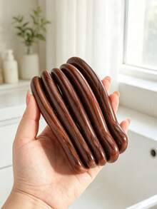 1pc/Portable Anti-Static Sandalwood Comb, New Chinese Style Gold-Painted Auspicious Cloud Pattern Curved Dolphin Handle Round Teeth No Scalp Scratching Scalp Massage Relaxing Hair Care Comb, Birthday Gift Valentine's Day Gift Daily Home Travel All Seasons - Portable Hair Comb - View 6