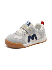mini bala Toddler Retro Sneakers 2026 New, Mesh & Leather Splicing Color Block Hook & Loop Lace-Up Non-Slip Casual Kids Shoes - Grayish White - View 1