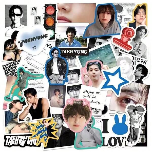 /V COR-TIS MARTI JAMES JUHOON SEONGHYEON KEONHO Waterproof Sticker Set, Decorative Collage Popular Group Support Stickers, Double-Sided High-Definition Photo Cards, Suitable For Merchandise Cards, Collection Cards