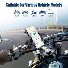 1PC Bicycle Phone Holder With Adjustable Shock-Absorbing Handlebar Clamp And Small Umbrella, Suitable For Bicycles, Motorcycles And Electric Scooters - Black - View 4