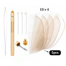 Wig Making Kit, Includes 5 Lace Nets And 4-In-1 Crochet Hook, 2 Sizes Of Lace Nets Available, Suitable For Beginners Lace Front Wig Kit, Halloween - View 1