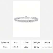 MDFUN Gelang Tennis Zirkonia Kubik Berlapis Emas Putih 18K, Gelang Rantai CZ Bulat 4mm, Perhiasan Unisex dengan Gesper Pegas - Putih - View 16
