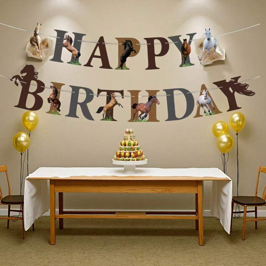 15件馬馬主題生日派對裝飾套裝，適合非凡慶祝活動、節日裝飾、生日派對場景布置 - 查看 1