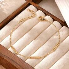 1pc Minimalist Stainless Steel 18K Gold Plated Exquisite Bamboo Knot Bracelet, Elongating Hand Women's Style, Adjustable Bangle, Eid & Summer Vacation Accessory Jewelry - Rose Gold - View 9