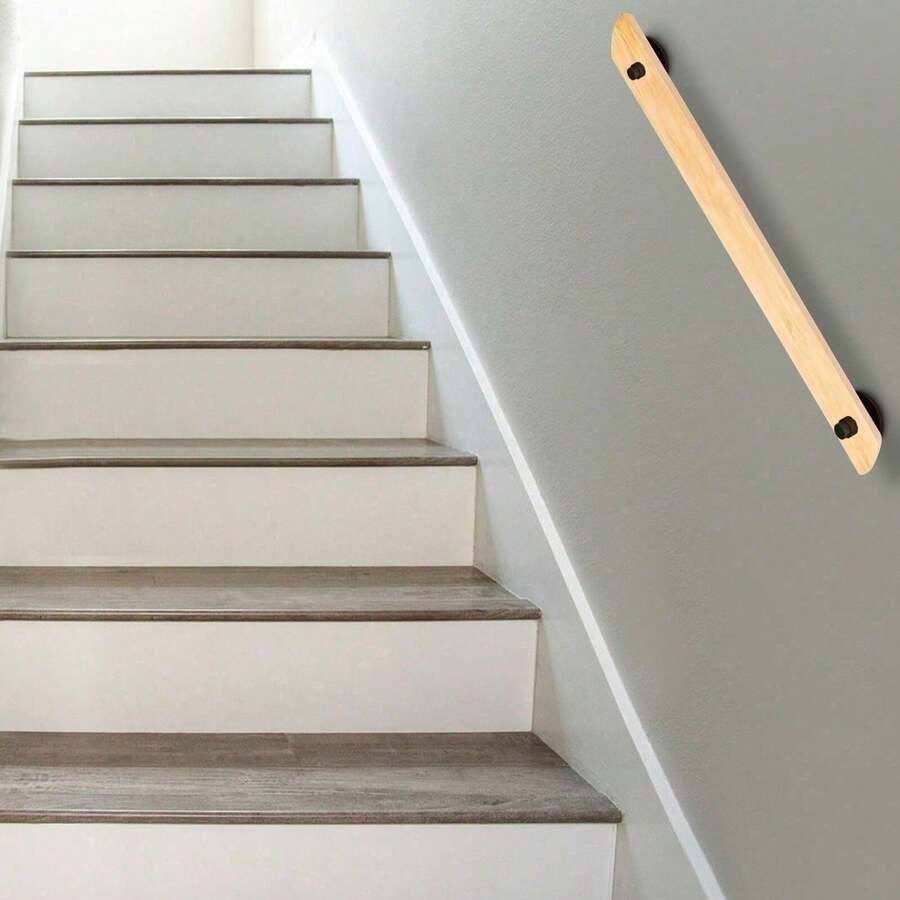 Stair Handrail Solid Wood Staircase Grab Wall Rail Bannister Safe Railing 1m - Default - View 1
