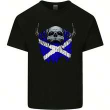 Scotland Flag Skull Scottish Biker Gothic Mens Cotton T-Shirt Tee Top - 款式 - 查看 1