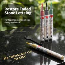 Gravestone Paint Touch-Up Pen, Stone Monument Lettering Pen, Waterproof Sun-Resistant Quick-Dry Tombstone Inscription Gold Paint Pen, Cemetery Tombstone Faded Text Repair Coloring Paint Pen, 4-Color Set With Cleaning Brush, Stone Refurbishment Marker Pen, Qingming Tomb Sweeping Special Filling Color Pen - Stone Tablet Pen - View 8