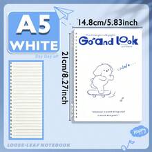 Fresh Cartoon Bear Loose-Leaf Notebook, Large Capacity, Replaceable Inner Pages, Double-Sided Writing, No Bleed-Through, High Aesthetic Student Classroom Notebook, Planner, Artistic Note-Taking Notebook For Primary And Middle School Students, Back-To-School Stationery, Christmas, Halloween, Back-To-School Season Gift For Classmates And Friends With Artistic Atmosphere - A5 lined - View 8
