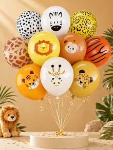 10/20pcs 12 Inch Animal Latex Balloons, Suitable For Birthday Party, Baby Shower Decoration, Jungle Theme Event, Photo Props, Party Supplies - View 3