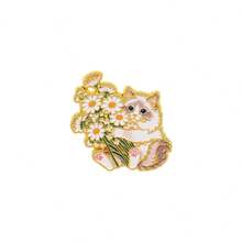 Cute Kitten Holding Flower Bouquet Lapel Enamel Pins And Brooches Badge Pins For Backpacks Bags Backpack Cool Decoration Friend For Gifts - Multicolor - View 10